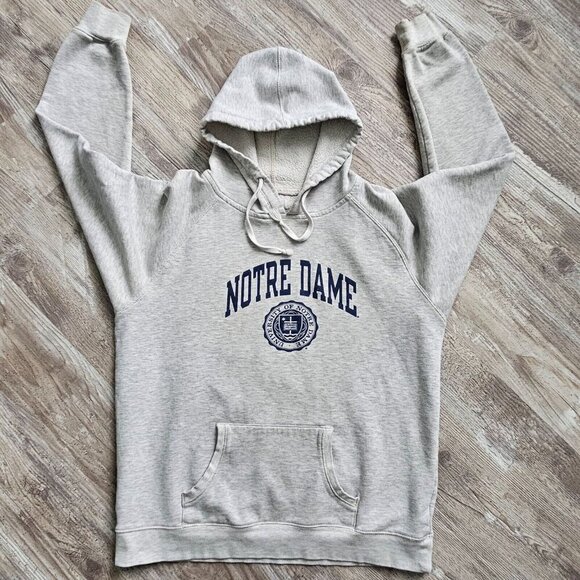 Champion Sweatshirt Vintage Jr XL Notre Dame Fighting Irish Hoodie Gray Academia - Picture 2 of 16